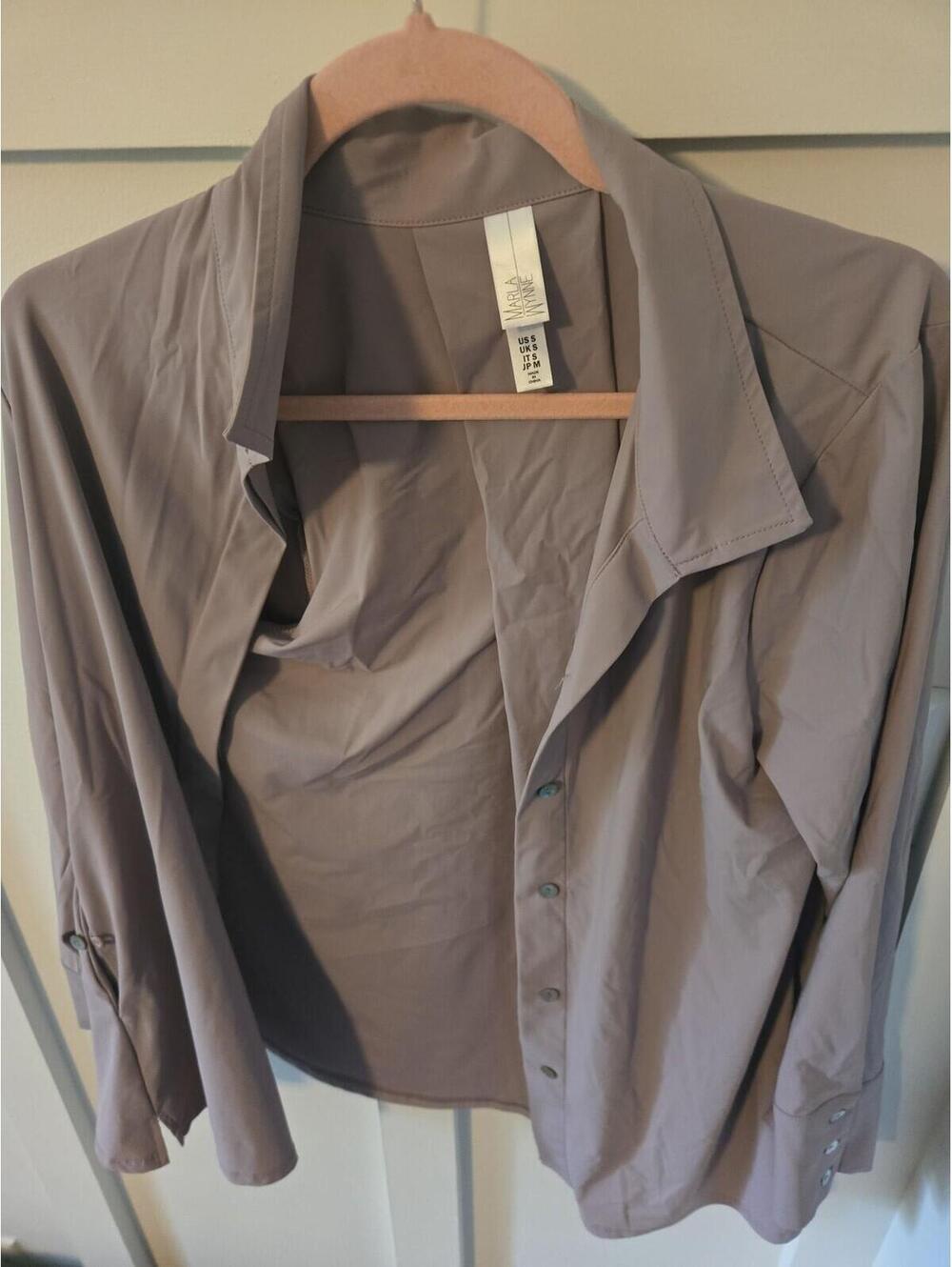 MarlaWynne Mauve Taupe Button-Up Blouse - Size Small